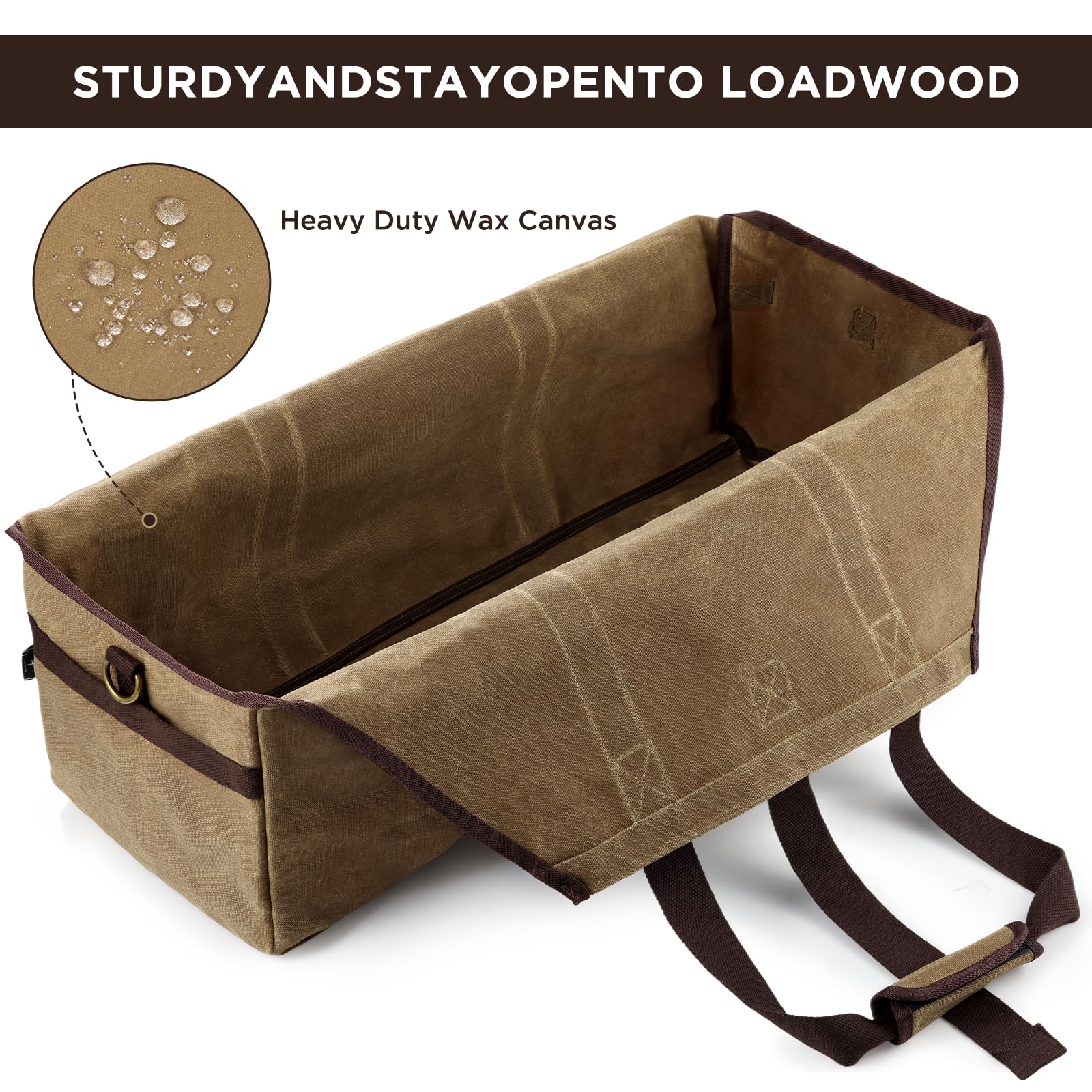 BONTHEE Borsa per il trasporto della legna da ardere in tela cerata, impermeabile, extra large, borsa porta legna indipendente per legna da ardere