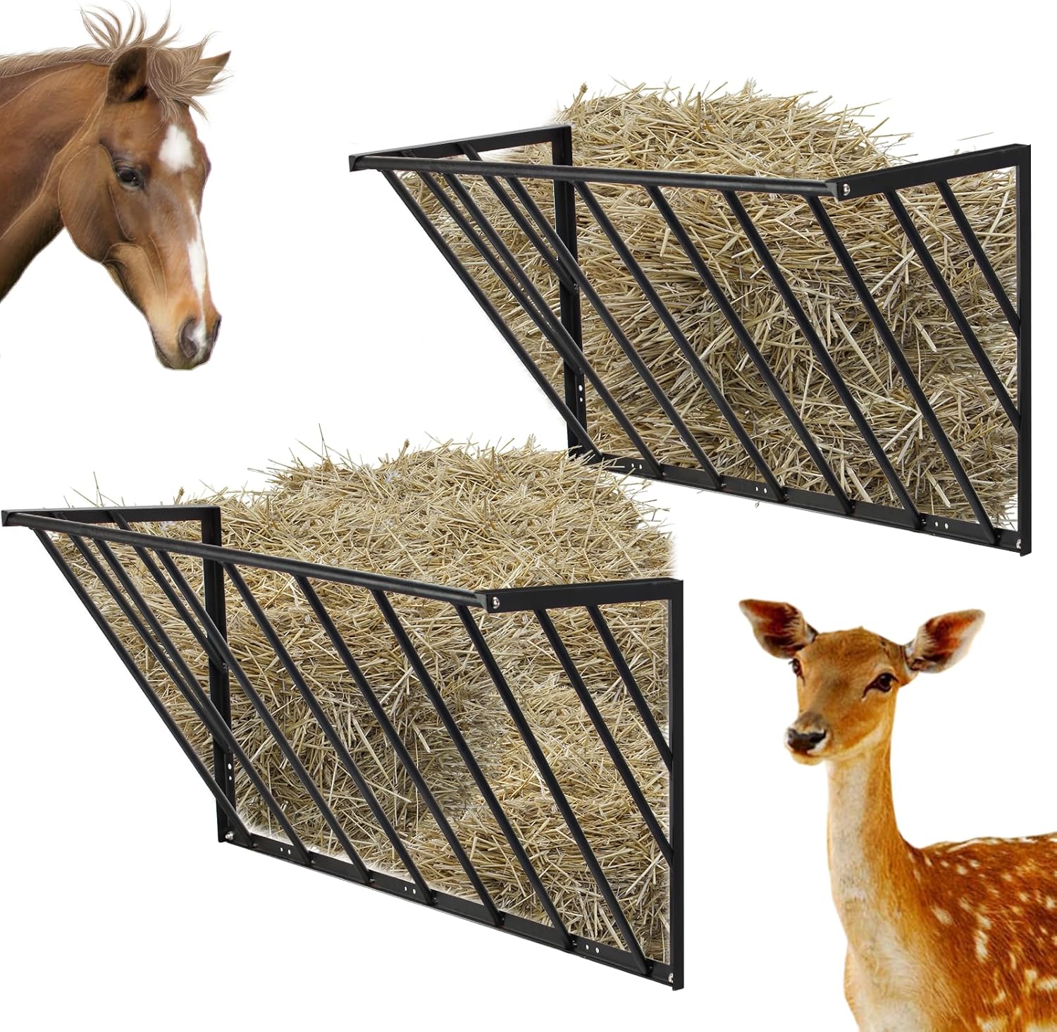 Hay Feeder Blanket Holder Carbon Steel Hay Rack Wall Mounted Hay Feeder for Horses Goats Farm Indoor and Outdoor Use(1PC)