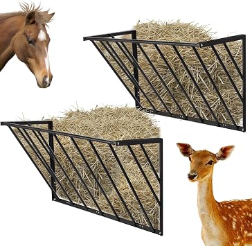 Hay Feeder Blanket Holder Carbon Steel Hay Rack Wall Mounted Hay Feeder for Horses Goats Farm Indoor and Outdoor Usee2PCS