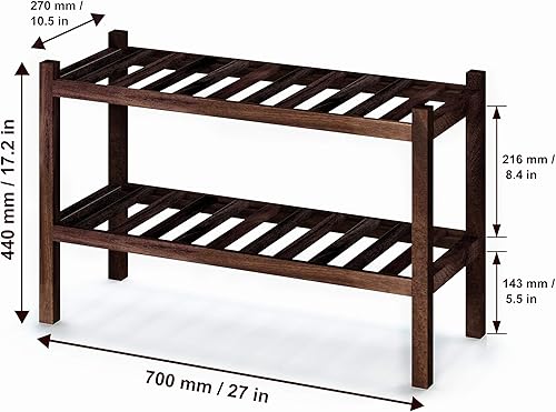 Miniatura 3 de Interbuild - Zapatero apilable de madera maciza de acacia 2 niveles