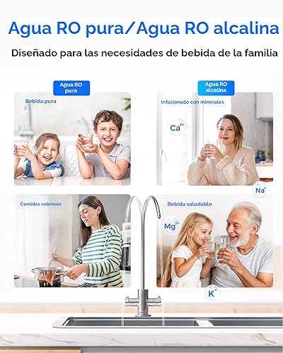 Miniatura 4 de Waterdrop WD-T4-A - Filtro de agua de ósmosis inversa alcalino de pH + de doble flujo, certificado NSFANSI 372, 10 etapas, sistema de filtración RO