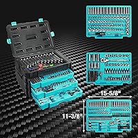 Vista 2 de DURATECH 497-Piece Mechanics Tool Set, Include SAE/Metric Sockets, 90-Tooth Ratchet and Wrench Set in 3 Drawer Tool Box