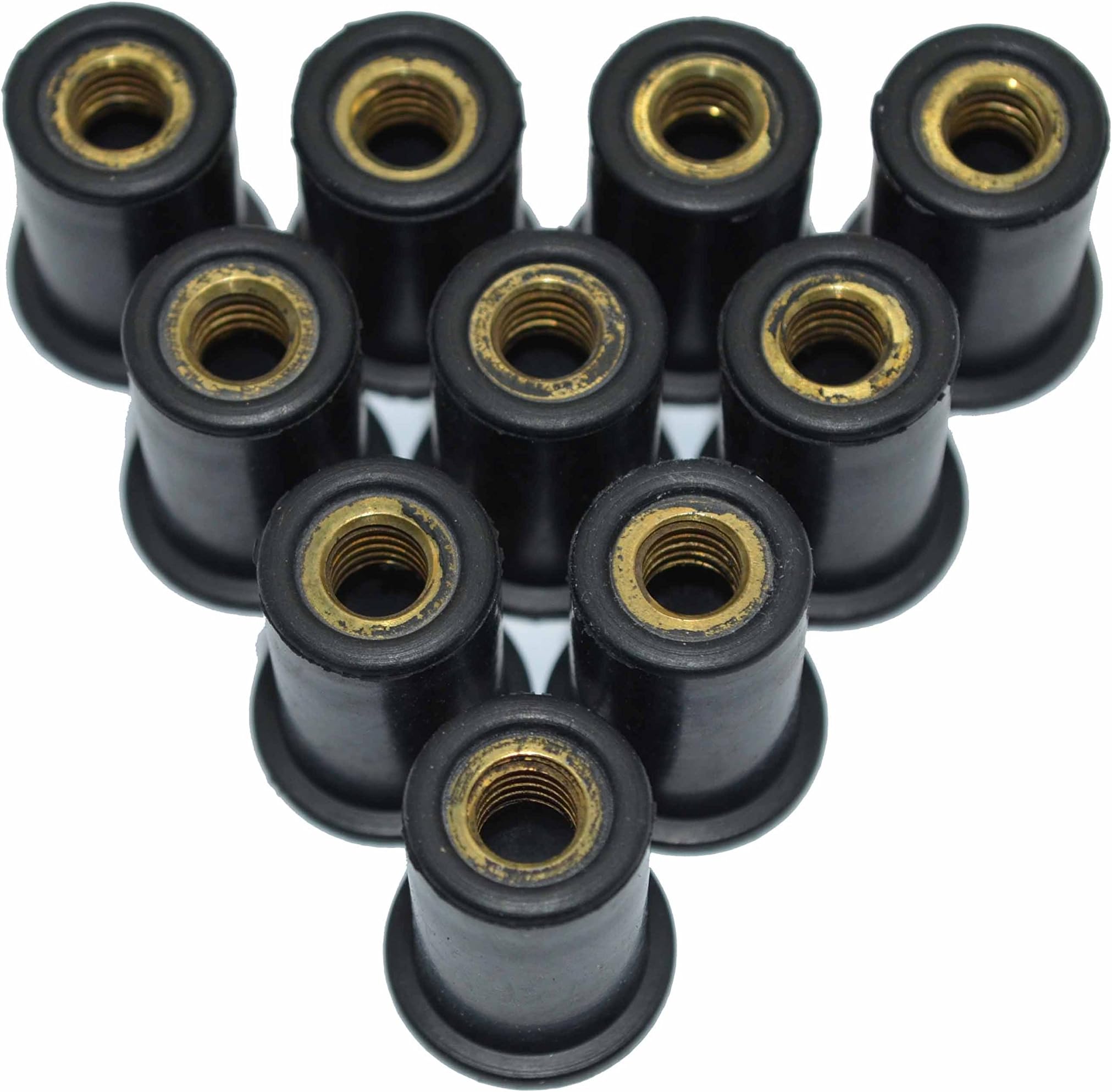 Omonic 10 Pack Rubber Well Nuts with M4 M5 M6 Brass Insert 4mm 5mm 6mm Metric Wellnuts Motorcycle Windscreen