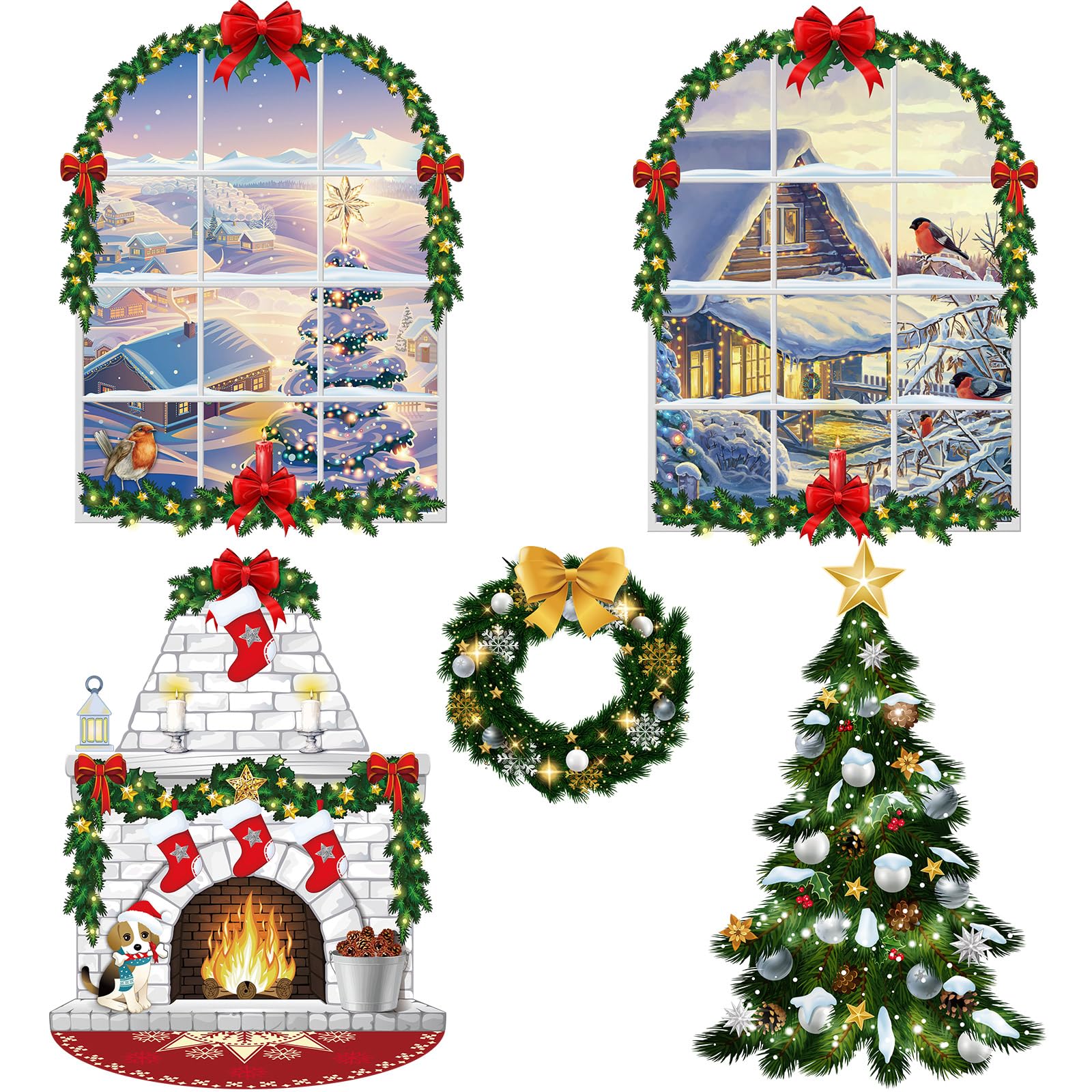 Toile de fond de Noël avec couronne et sapin aux détails réalistes