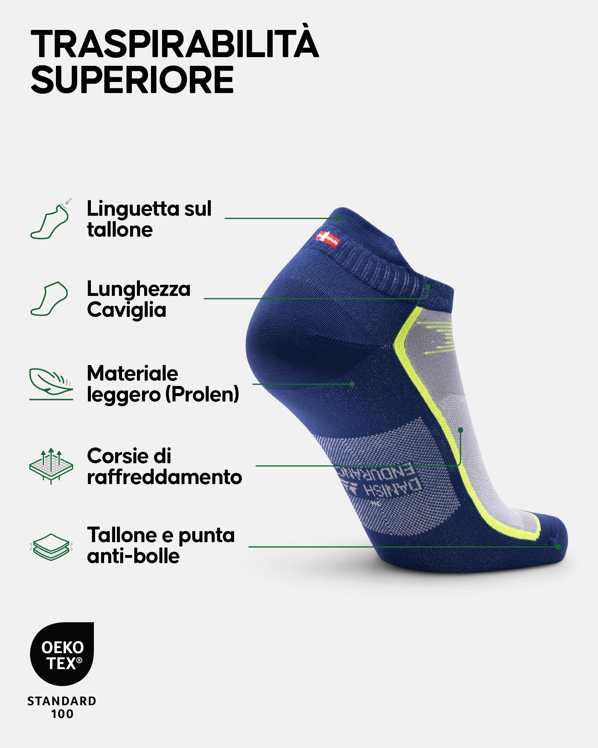 DANISH ENDURANCE Calzini da Running Uomo Donna Corti, Calze da Corsa Anti Vesciche, Tecnici e Sport, 3 o 5 Paia
