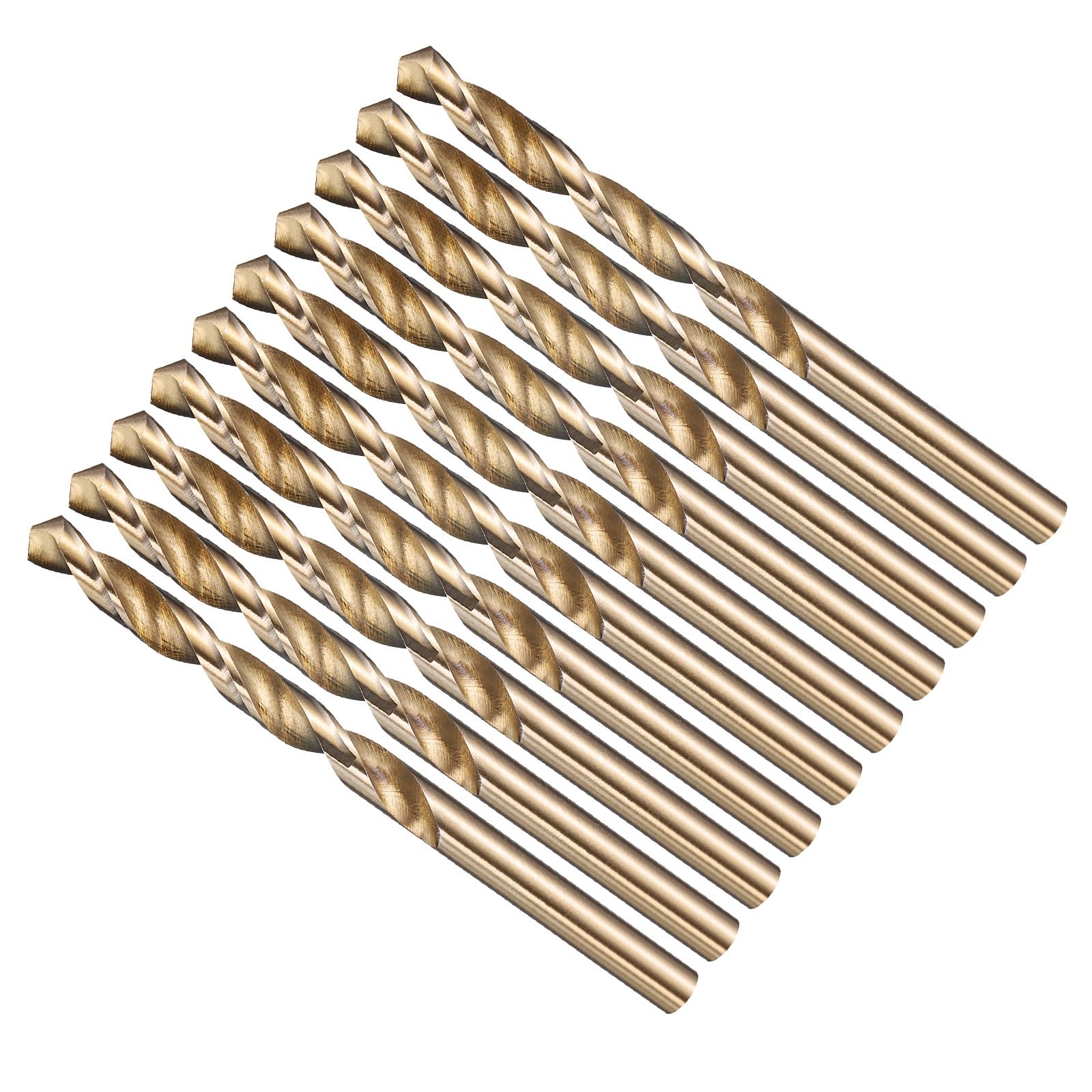 METALLIXITY 6mm Drill Bit (15/64") 10Pcs, 4241 High-Speed Steel Straight Shank Gold Finish 118° for Wood Plastic Iron Copper Aluminum Low Soft Metal — image 1