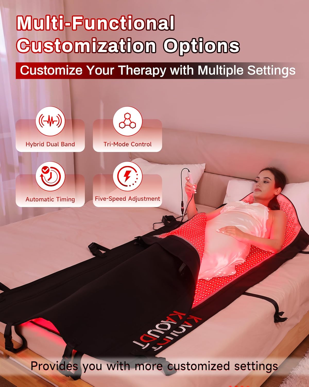 2026 Medical-Grade TPU Red Light Therapy Mat for Full Body Pain Relief, 72"x33" Dual Wavelength Infrared Red Light Blanket with 2600 LEDs for Home Use - Image 6