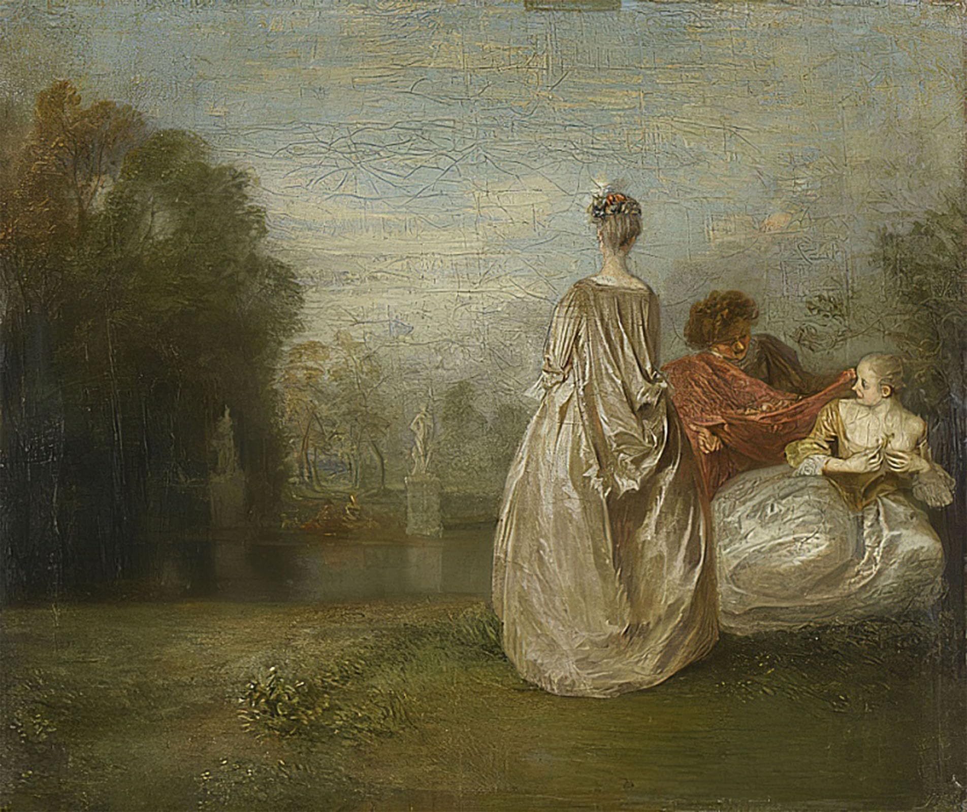 SERENDIPITP Retro Picture Poster Wall Art Pictures Painting the Two Cousins by Jean Antoine Watteau Wall Art Canvas Print for Wall Decor 60x90cm