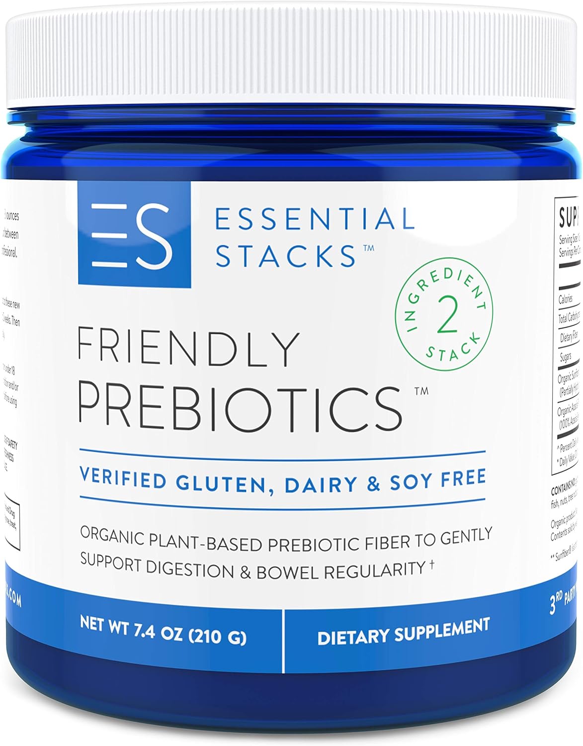 Buy Essential Stacks Friendly Prebiotics Organic PlantBased Dietary Fiber to Support Gut
