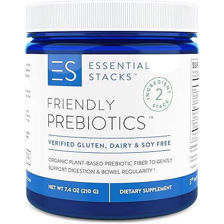 Essential Stacks Friendly Prebiotics - Organic Plant-Based Dietary Fiber to Support Gut Bacteria, Digestion & Bowel Regularity (Constipation & Diarrhea) - Unflavored