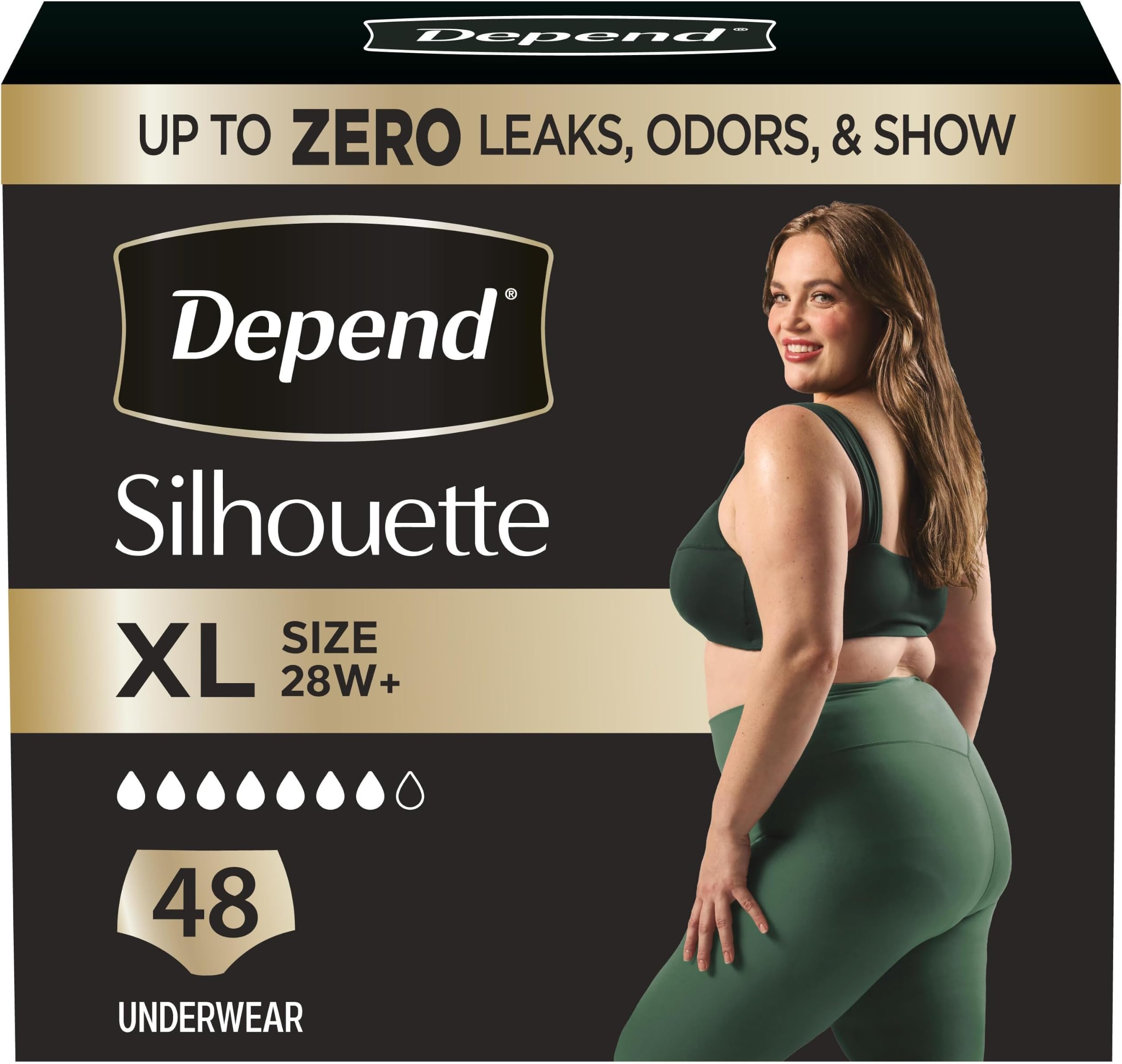 Silhouette Adult Diapers, Incontinence & Postpartum Bladder Leak Underwear for Women, Maximum Absorbency, Extra Large, Pink, 48 Count (2 Packs of 24), Packaging May Vary