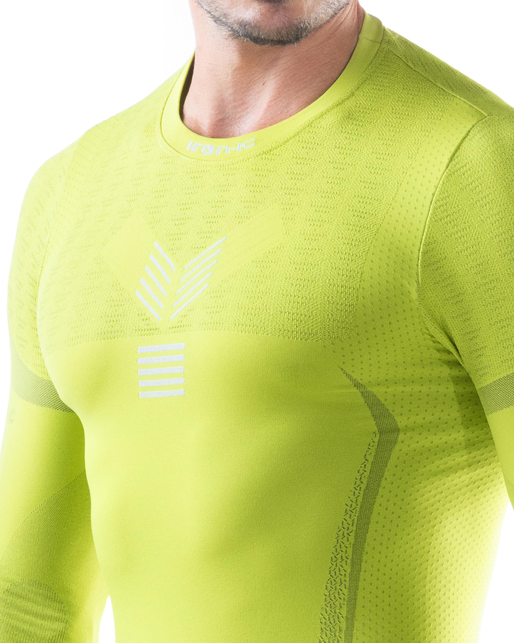 Iron-Ic - Camiseta térmica de manga larga para hombre sin costuras nivel 2, transpirable y antibacteriana, baselayer técnico para entrenamiento y al aire libre - Art. 201658