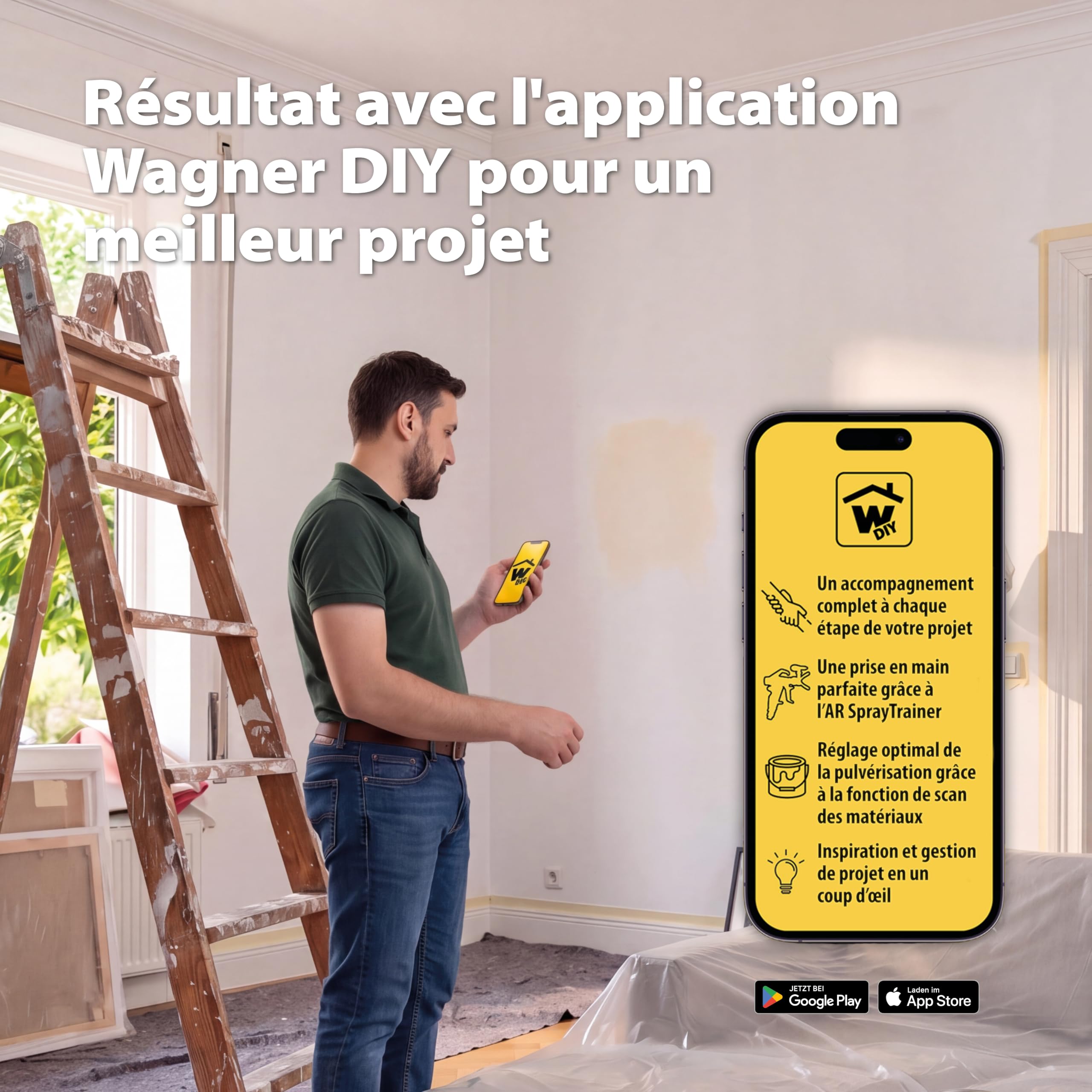 WAGNER Système de Peinture par pulvérisation Airless Control Pro 250 M pour peintures murales, sous Couches, Vernis & lasures, 15 m²-2 Min, réglage de la Pression, 110 Bar, Tuyau 9 m