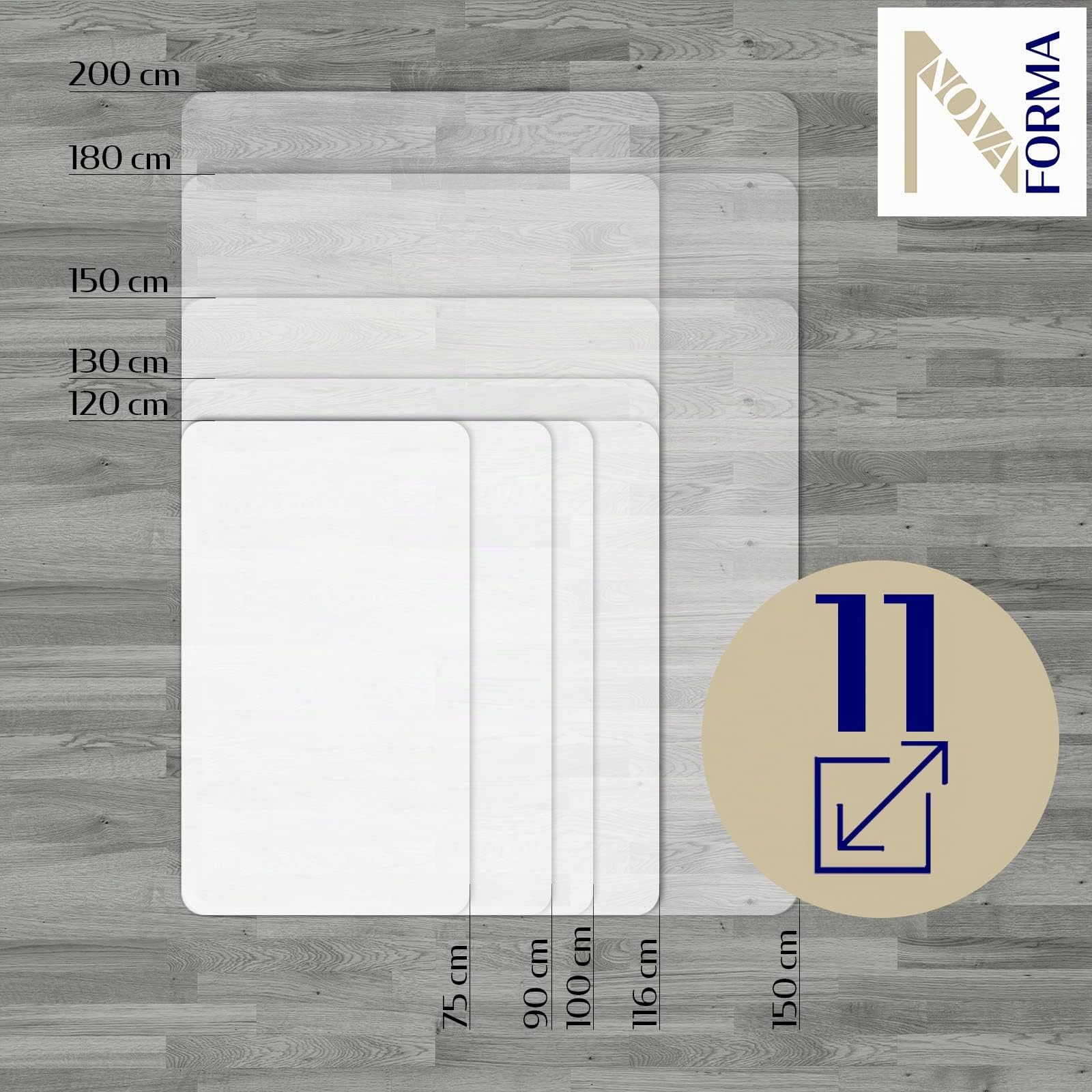 NOVA FORMA Tapis protège Sol Eco-Mat en Pet recyclé – Tapis antidérapant sous Chaise de Bureau – Tapis de Protection Contre Les Chocs, Rayures et saletés – 116 x 120 cm, sols durs