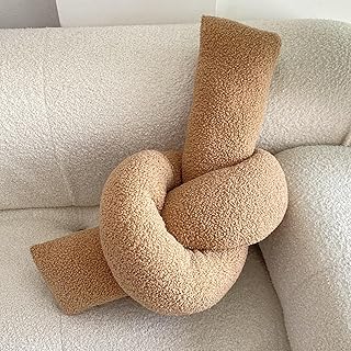 Yooname Khaki Knot Pillow Long Shaped Soft Knot Plush Pillow Cushion Home Decoration Throw Pillows for Sofa Bedroom Car Office Gift
