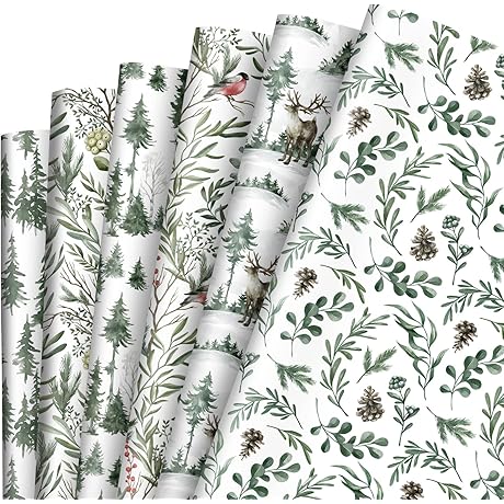 Wrap Your Gifts with the Spirit of the Forest: AnyDesign Watercolor Pine Tree Wrapping Paper