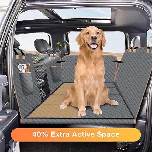 Miniatura 10 de Funda de asiento de automóvil para perro para asiento trasero, funda de cama de automóvil para perro más grande con parte inferior fuerte, extensor