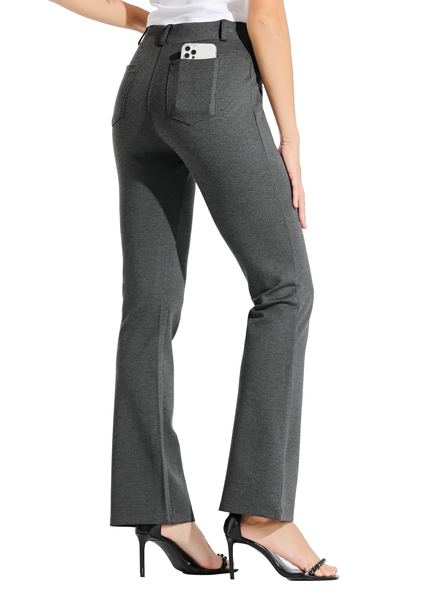 Willit Pantalones de yoga para mujer, corte de bota, pantalones de trabajo, pantalones elásticos casuales de oficina, pantalones pequeños/regular/largos, 29/31/33 pulgadas