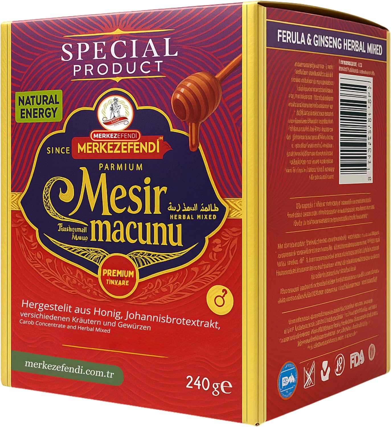 Macun natürliches Mittel für Männer Stark und hochdosiert mit Ginseng und Gingko Biloba - Kräuterpaste Herbal Blend Honey