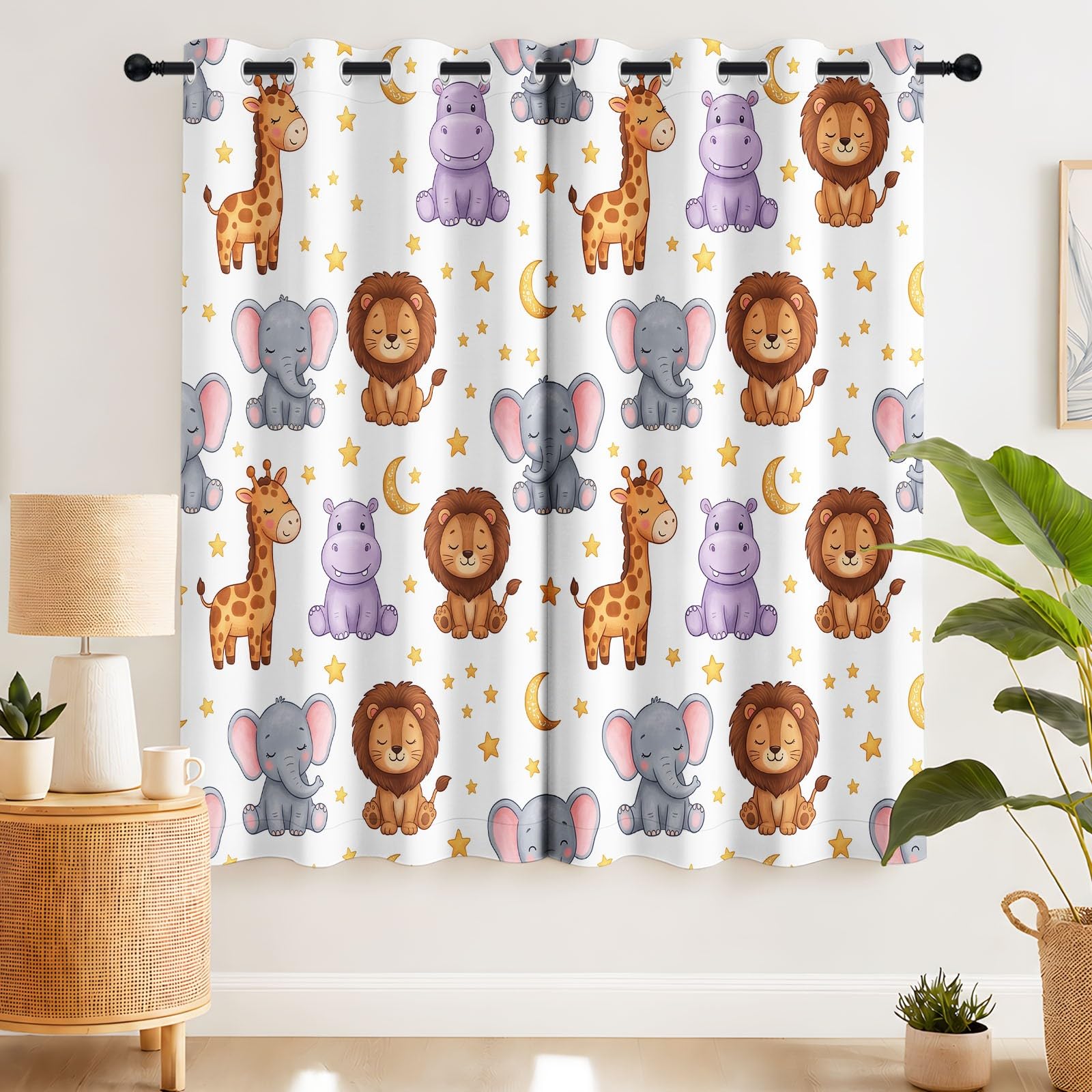 Dessin Animé Rideaux Thermiques à Œillets pour Chambre Enfant Salon