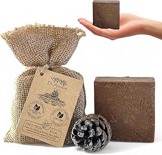 Dr.Ancient Pine Tar Black Soap Bar, Organic Soap Bars Handcrafted the Traditional Way, Natural Chemical-Free, Vegan, Used for Face and Body, Deep Cleansing, and Nourishing Daily Skin