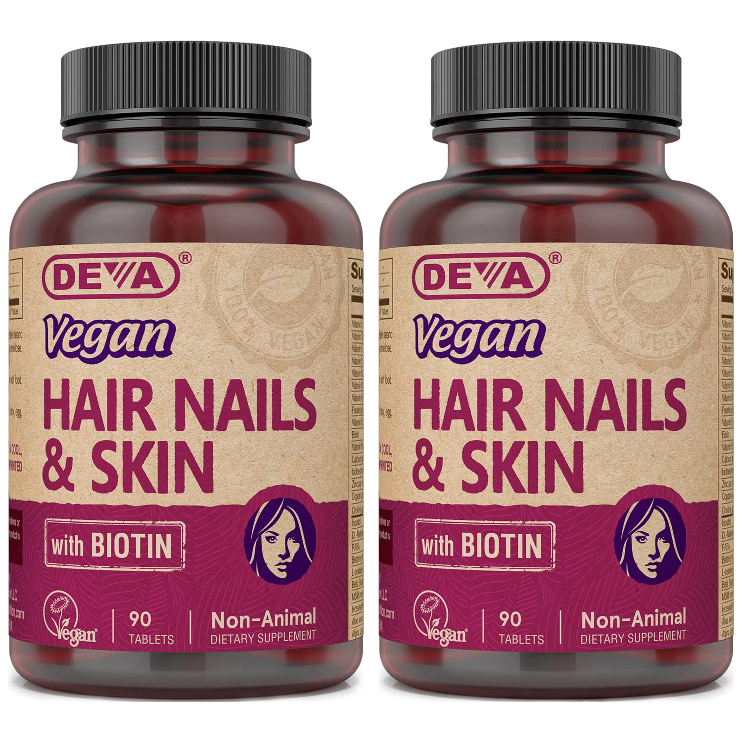 DEVA Suplemento para cabelos, pele e unhas com biotina 500 mcg, 180 comprimidos
