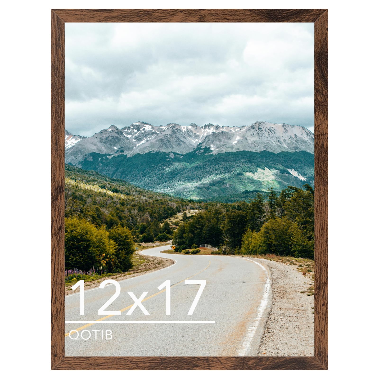 QOTIB 12x17 Picture Frame Deep Brown for Wall Hanging, Wood 12 x 17 Frame Photo Frame for Wall Horizontally or Vertically, Deep Brown, 1 Pack โ image 1