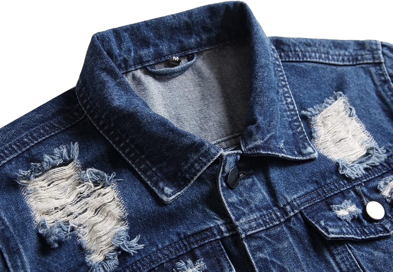 QIMYUM Jean Jacket For Men, Distressed Slim Denim Jacket - Image 4