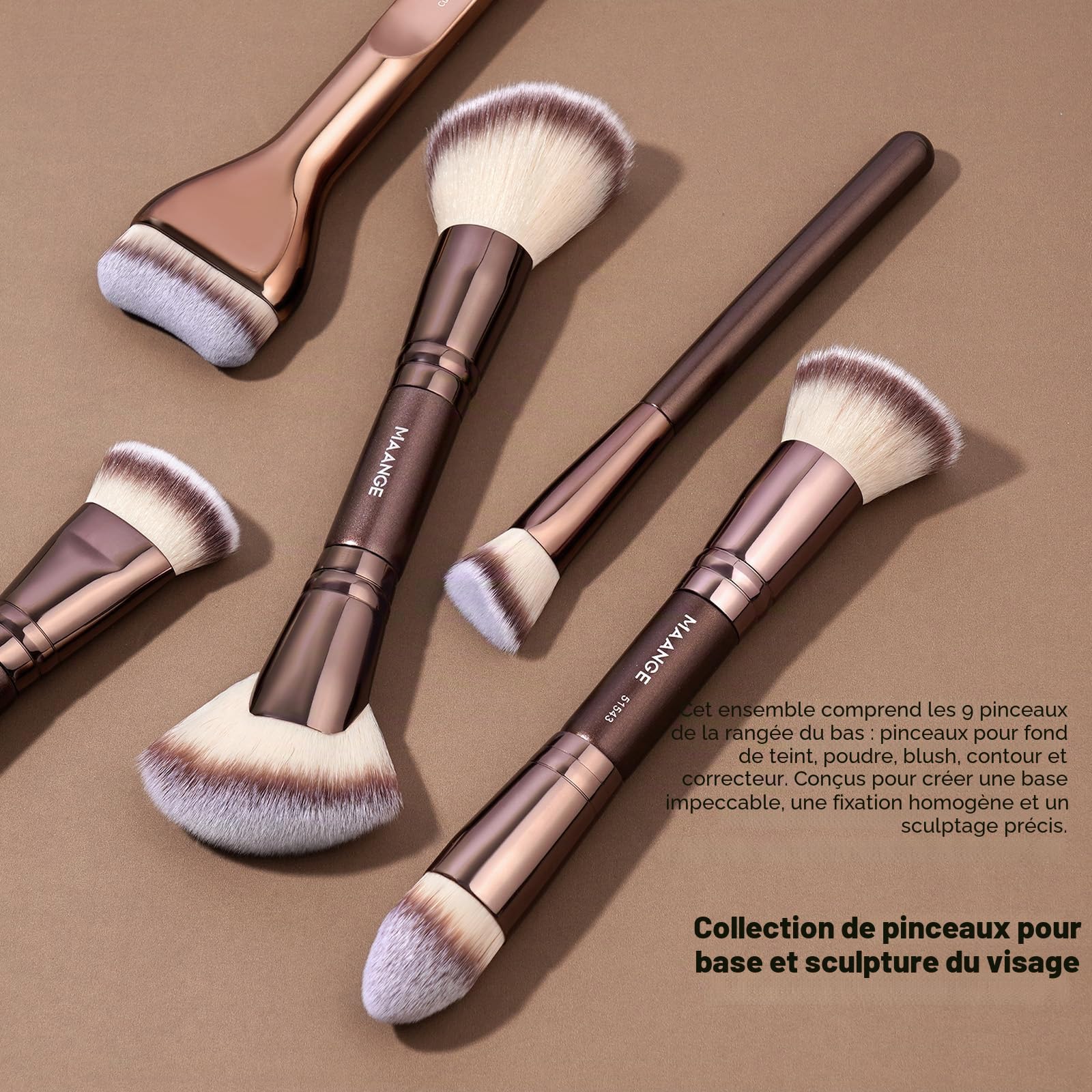 MAANGE Pinceaux Maquillage Professionnels 21 Pièces / 40 Fonctions - Coffret Cadeau Double Face Complet (Vegan, Pour Tout le Visage)