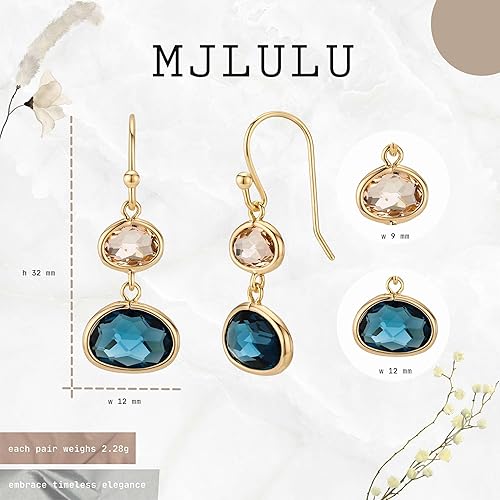 Miniatura 3 de Simulated Blue Sapphire and Simulated Lt Topaz Drop Earrings