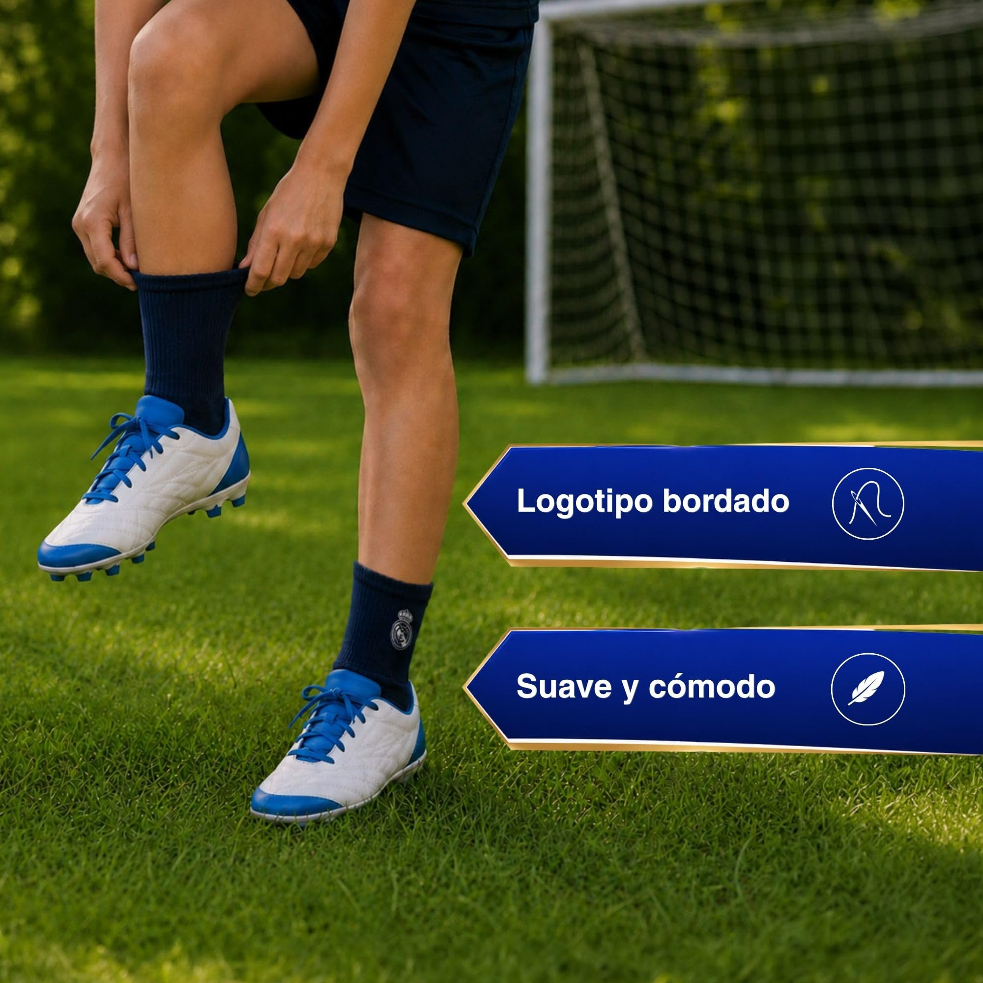 Real Madrid Calcetines Niños Pack 5 | Licencia Oficial | Algodón | Logo Bordado | Regalo Aficionados