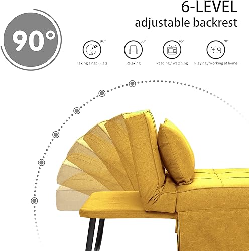 Miniatura 11 de Sofá cama estilo otomana plegable multifuncional 4 en 1, de lino transpirable, con silla convertible moderna de respaldo ajustable, para sala de