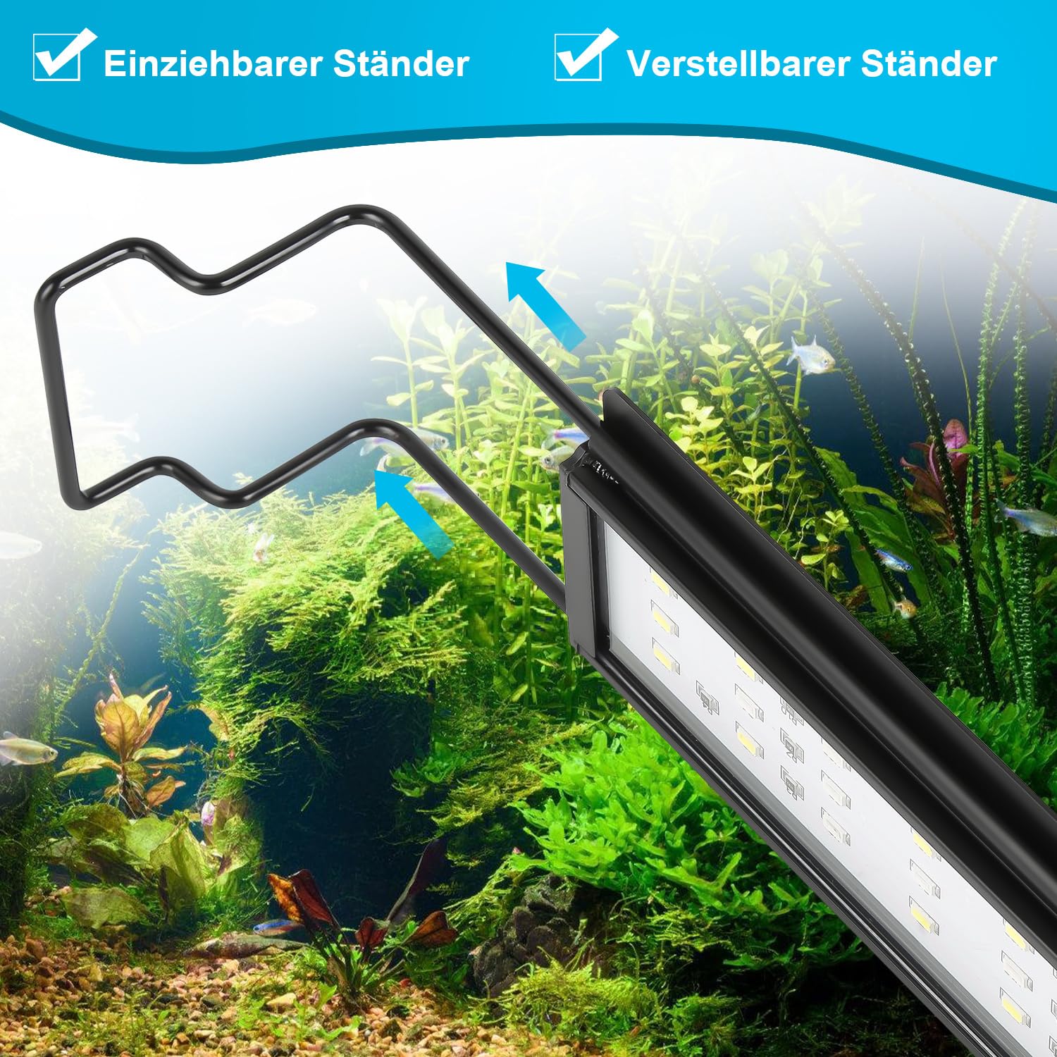 Iluminación LED para acuario, iluminación de 36 W, barra de luz para acuarios con temporizador automático, lámpara RGB Spectrum para acuarios de agua de 87 – 110 cm