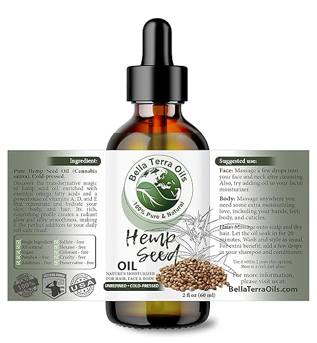 Miniatura 2 de Bella Terra Oils - Aceite de semilla de cáñamo de 2 onzas - Abraza la nutrición profunda de Omega-6 y Omega-9, zinc y magnesio, elaborado para la