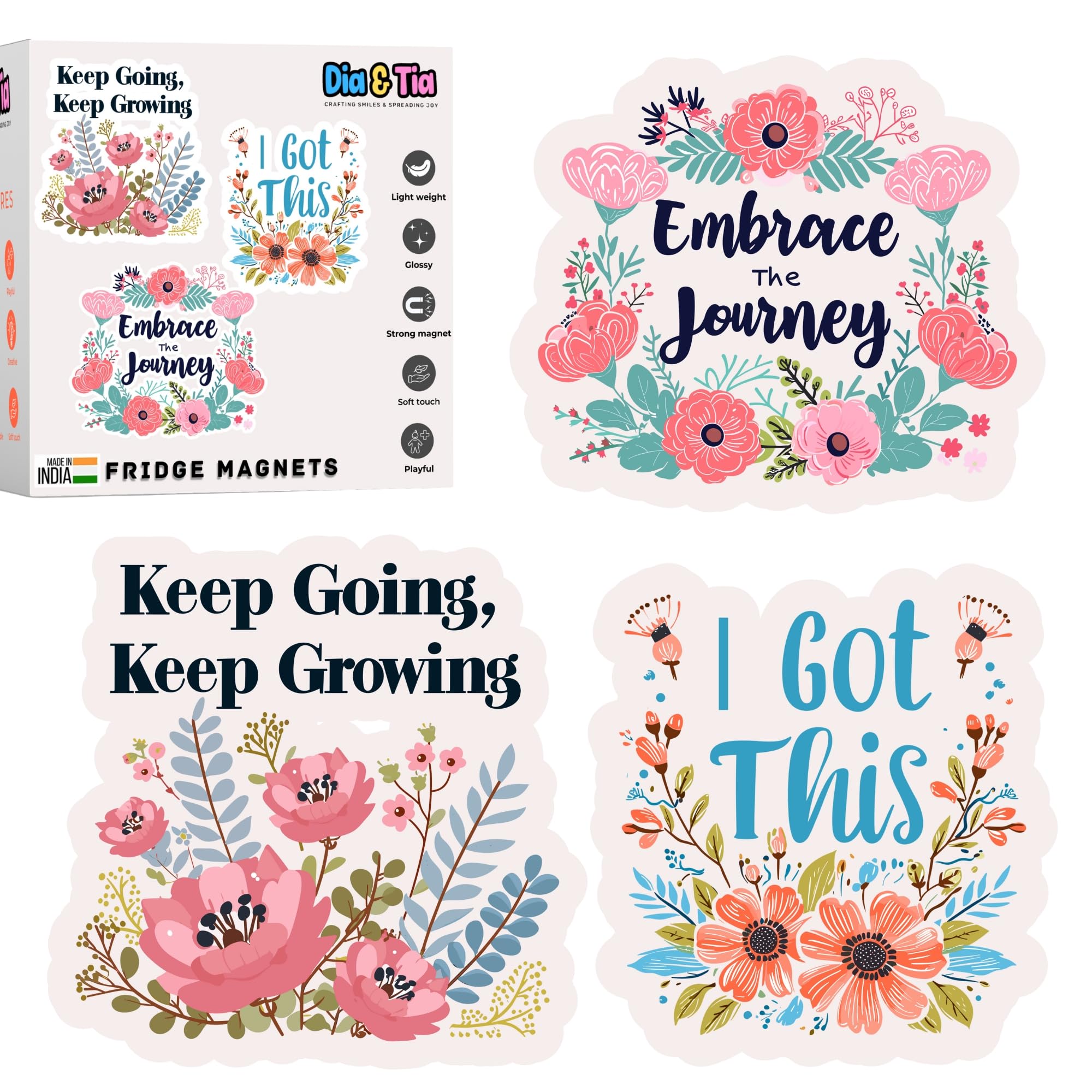 Dia & Tia -Premium Fridge Magnets -Handmade in India for Office, Kitchen, refrigirators, Magnetic Boards -Motivational Quotes, Indian Culture, Gamers, Cute Cartoons, Decor (Quotes - A) (B0DC4FHMWS) Amazon Price History, Amazon Price Tracker