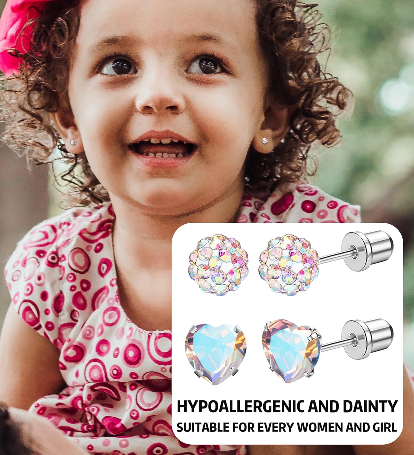 MJust 5 Pairs Titanium Screw Back Earrings for Women Hypoallergenic ScrewBack Earrings for Sensitive Ears Pearl Heart Star Flower CZ 20G Pure Titanium Earrings Studs - Image 4