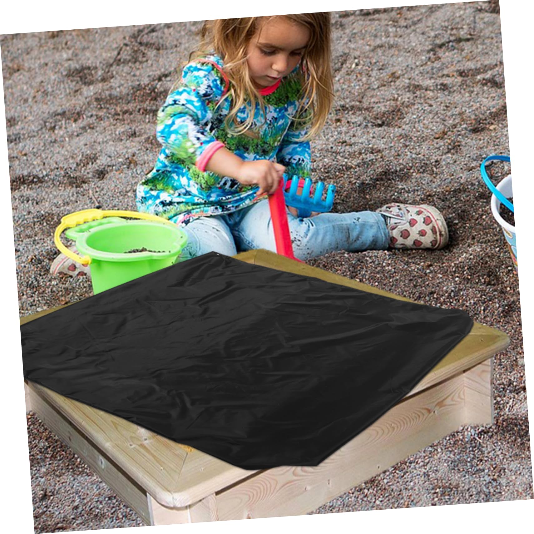 WEKADRIN Cover Shell Sandboxes Flag Sand Pool Lid Pit Outdoor Sands Rucksack Gazebo Ponchos Pole Sand Table Car Water Tan Covers for Sandbox Polyester Black