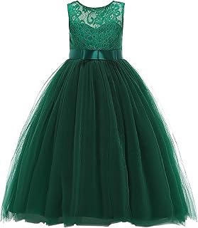 Flower Girls Lace Bridesmaid Dress Princess Elegant Tulle Long A Line Dresses Pageant Wedding Party Ball Gown - Buy now