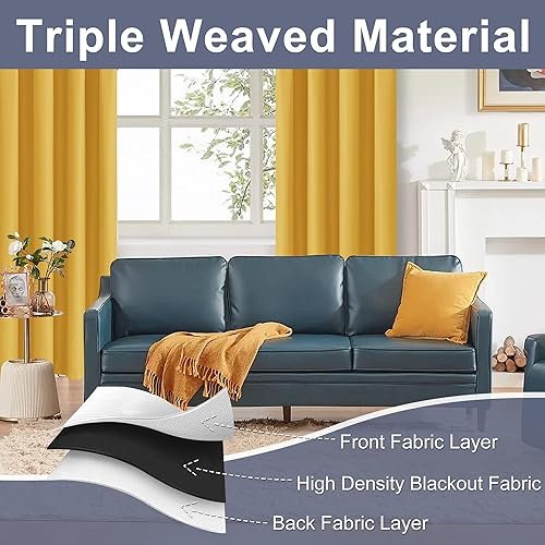 Miniatura 4 de JIUZHEN Cortinas opacas para dormitorio, con aislamiento térmico y bolsillo para barra, cortinas para sala de estar, juego de 2 paneles de 42 x 84