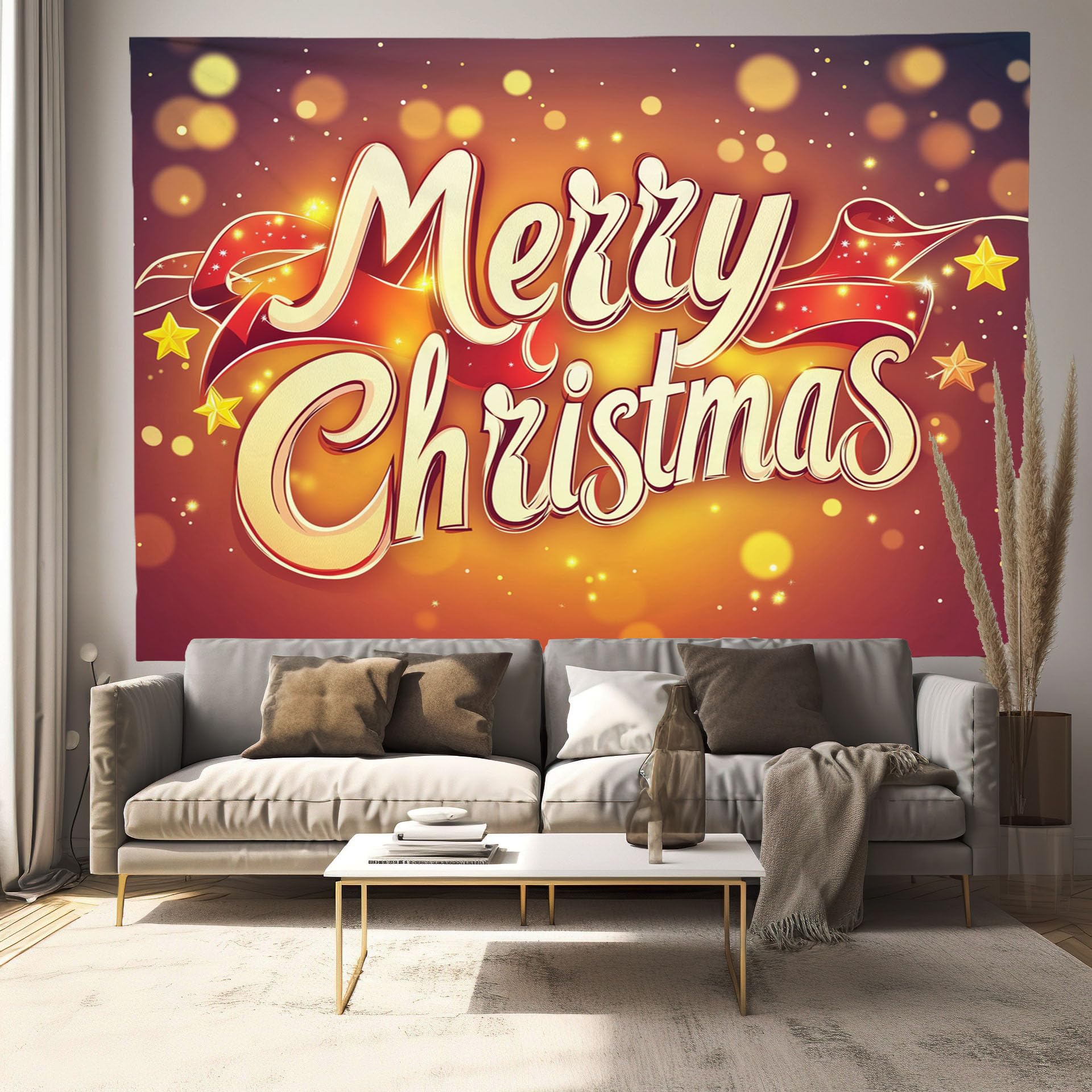 Tapisserie tissu Joyeux Noël grand format deco murale chambre et salon - 8