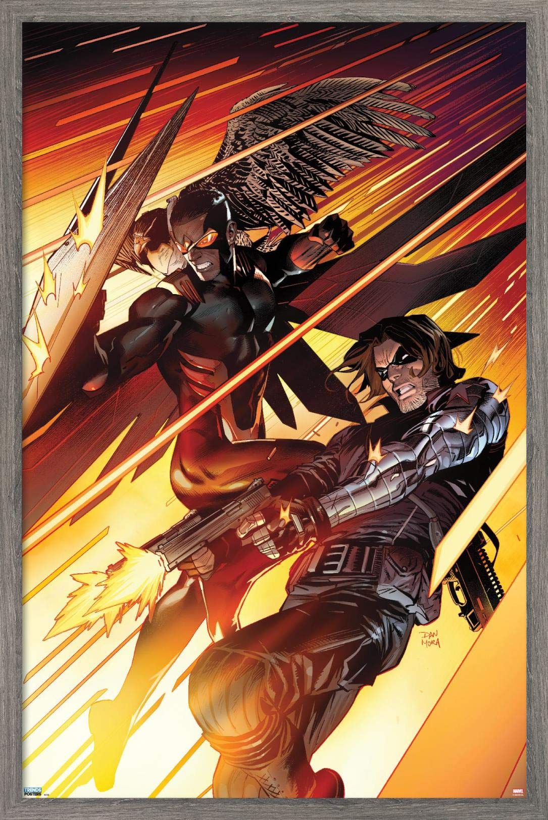 Trends InternationalMarvel Comics Falcon and Winter Soldier - Team-Up Wall Poster, 14.725" x 22.375", Barnwood Framed Version