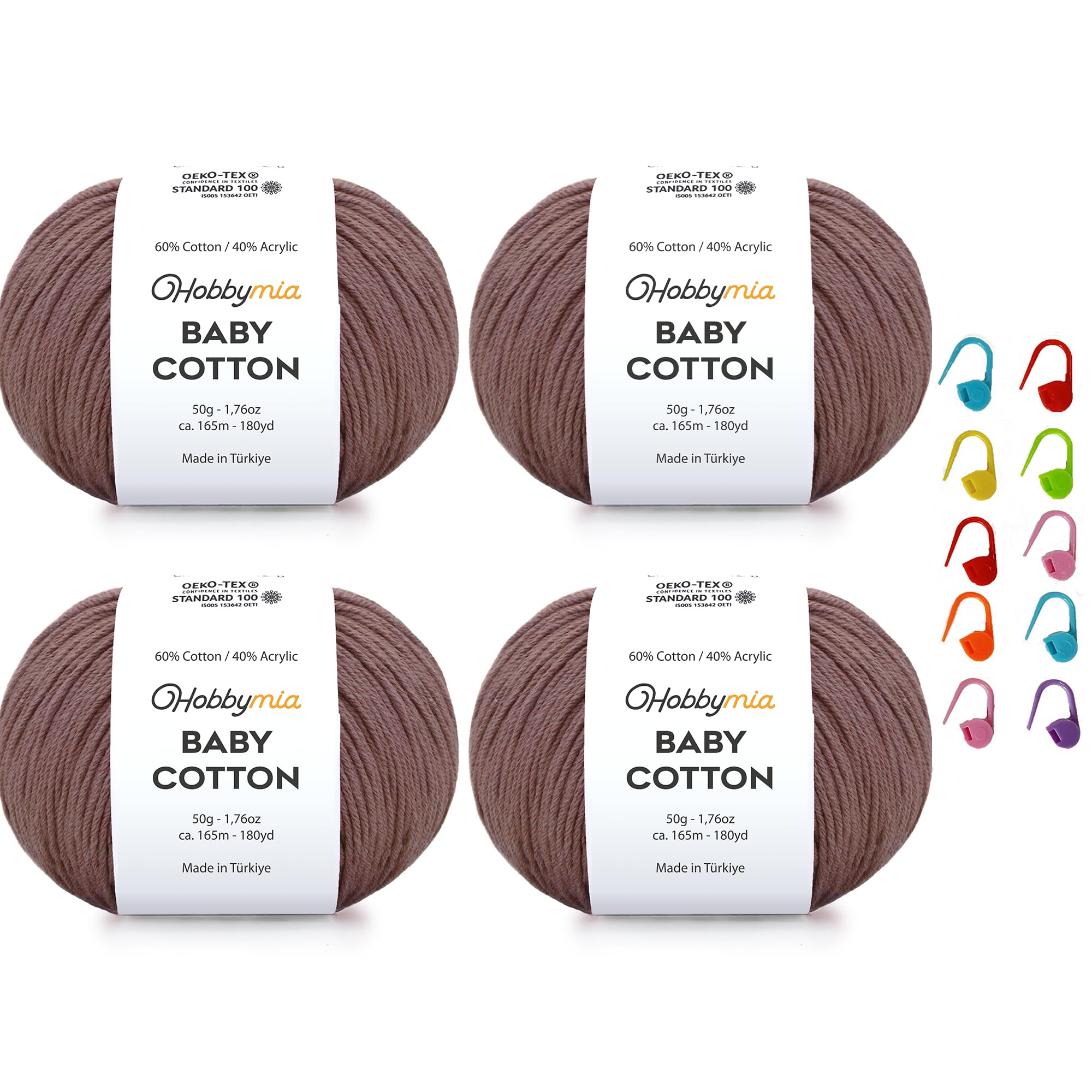 Baby Cotton Blend Yarn – Soft Sport Weight Yarn for Crochet & Amigurumi - 50g/180yds - 60% Cotton 40% Acrylic - Ideal for Baby & Knitting Proj.(Neon Green, 1 Ball) — view 95