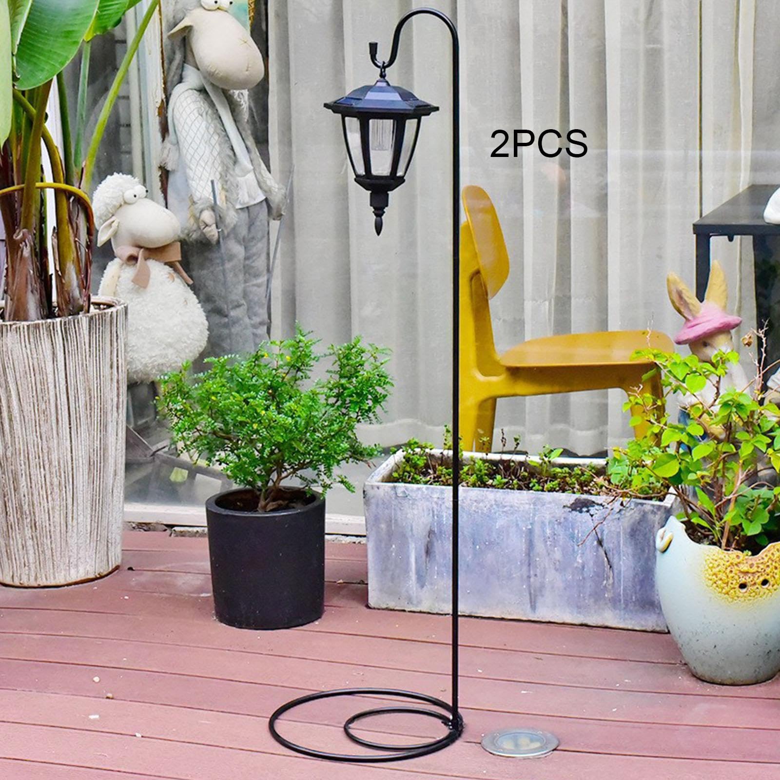 Lot de 2 Supports en Forme de Crochet de Berger, faciles à Installer, en Fer avec Base Plate, pour lanternes, Jardins et patios.