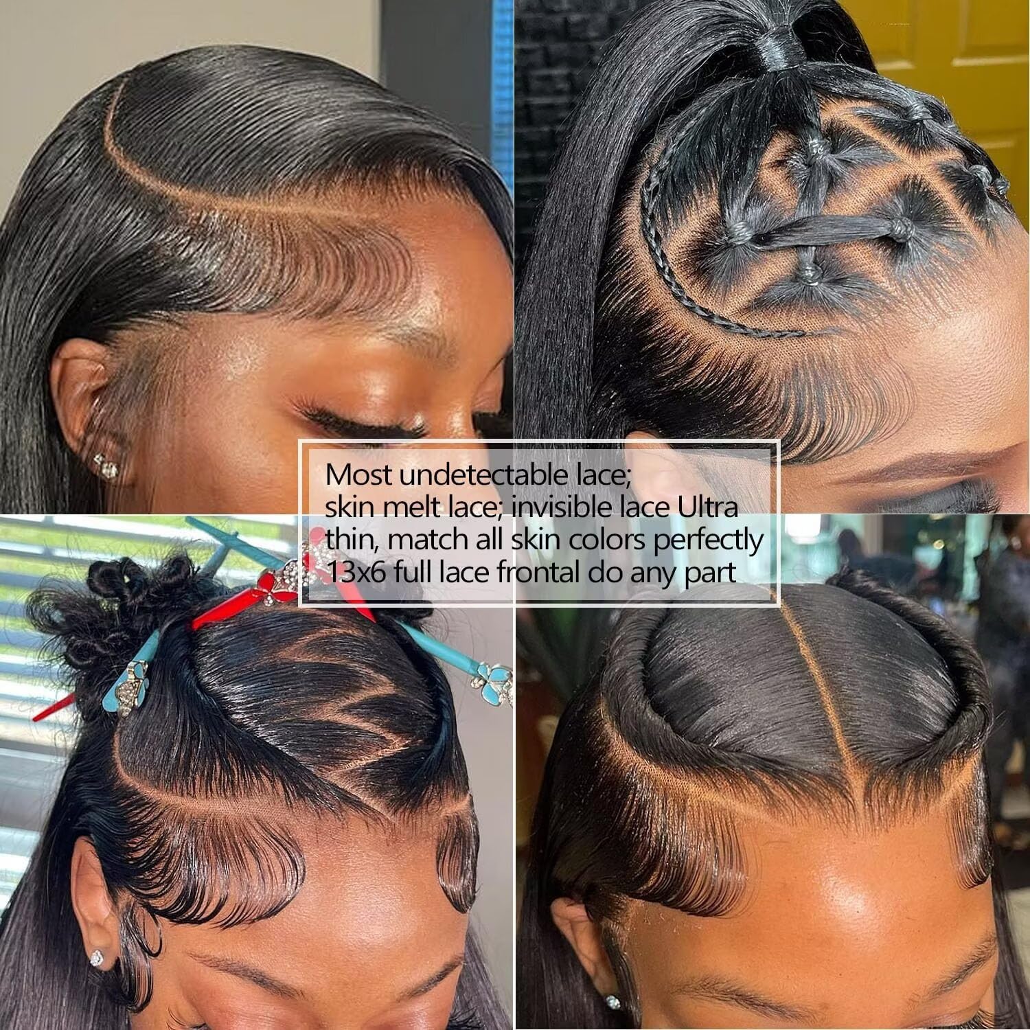 Lemoda 13x6 Straight Lace Front Wigs Human Hair 13x6 HD Transparent Lace Frontal Wig Pre Plucked 180 Density 15A Brazilian Virgin Glueless Human Hair Wigs for Women Natural Color 20 Inch - Image 3