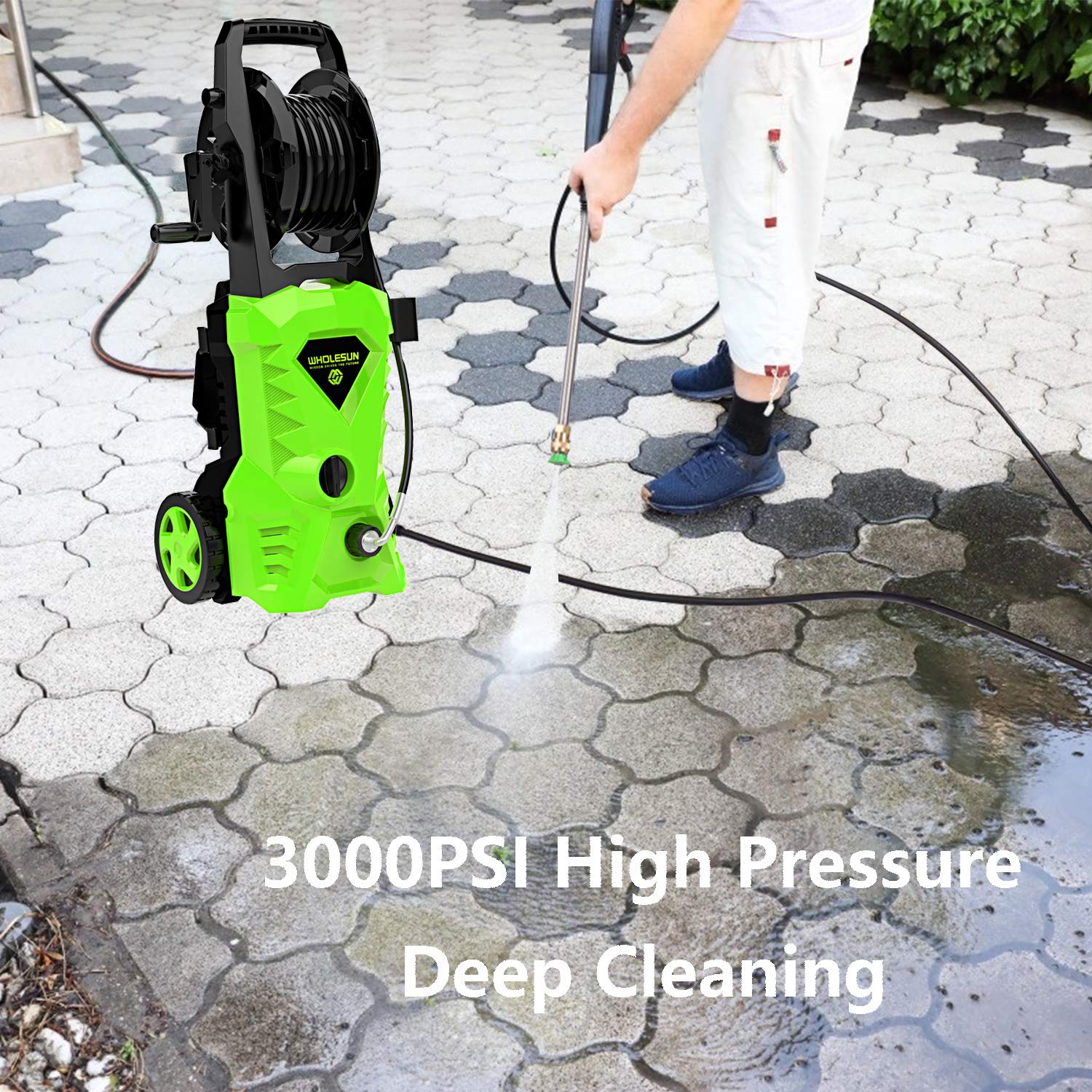 WHOLESUN 3000PSI Electric Pressure Washer 2.4GPM Power Washer 1600W