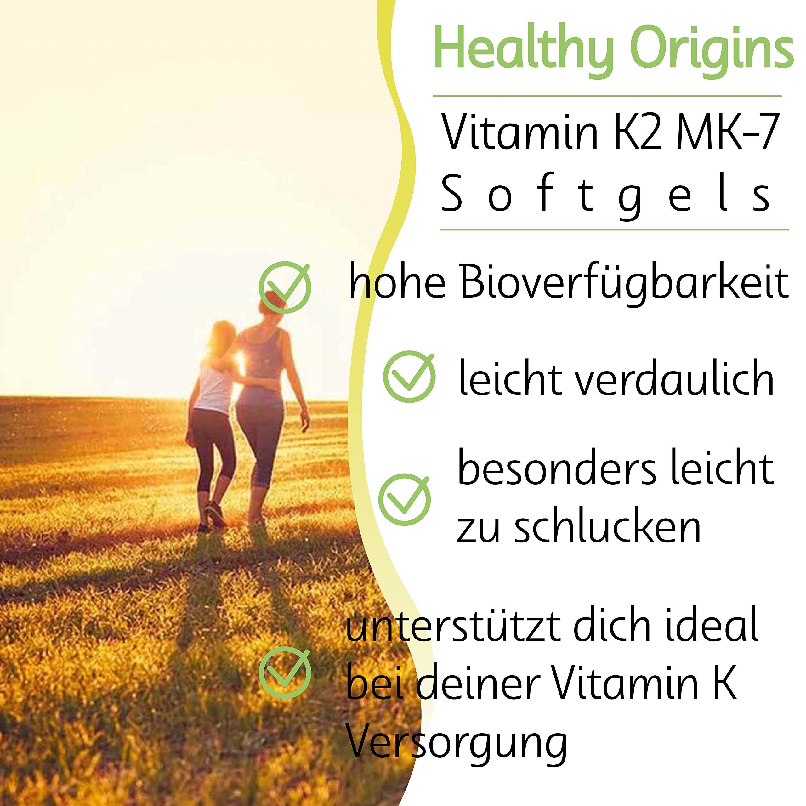 Healthy Origins, Vitamin K2 als MK7, 180 vegetarische Softgels, 100mcg Vitamin K2 je Dosis, Glutenfrei, GMO frei, Geschmacksneutral