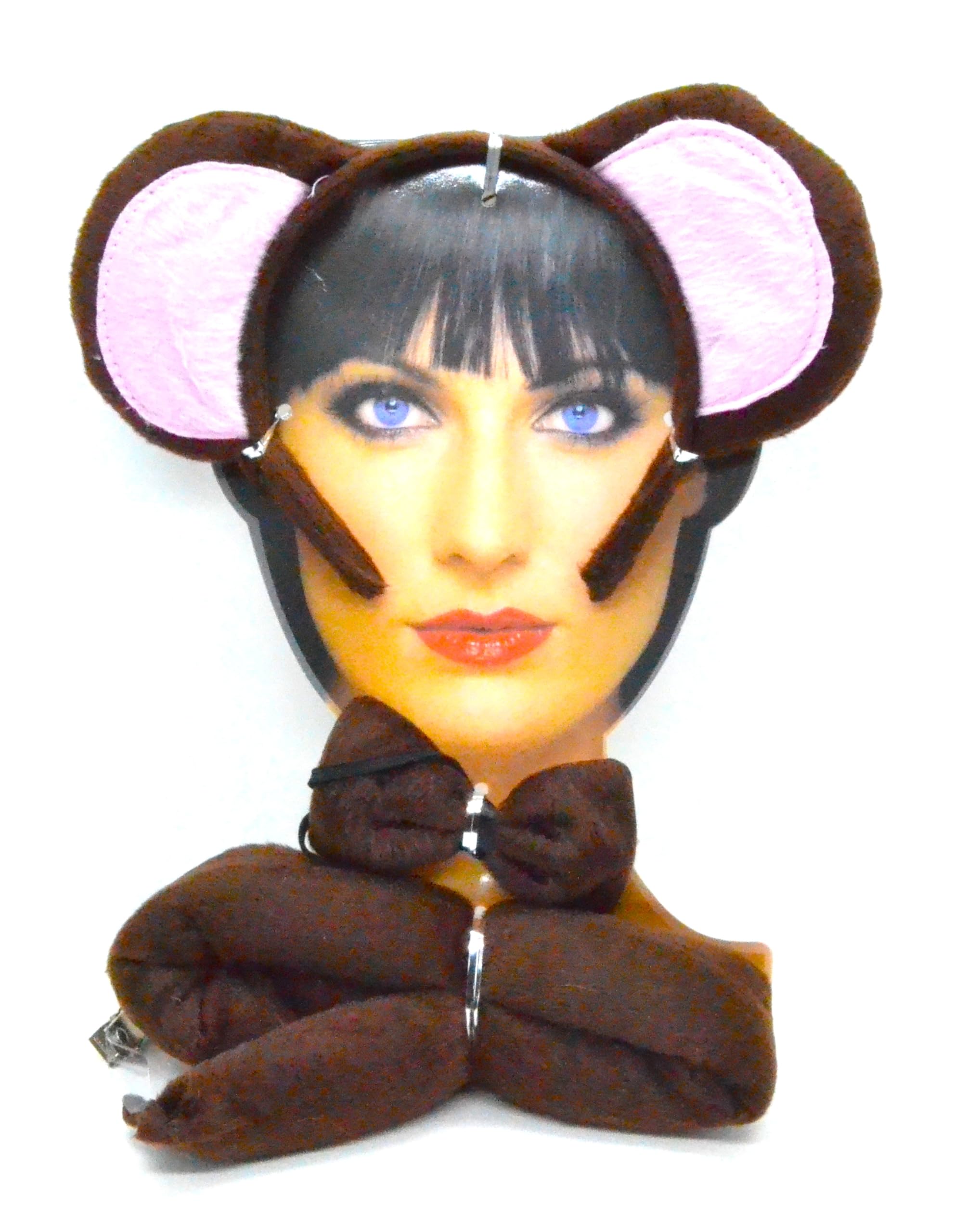 Z1 3 Piece Monkey Costume Set, Headband with Pink and Brown Ears, Bow Tie and Brown Tail