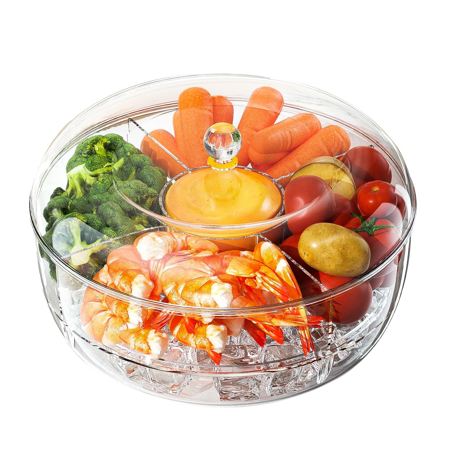 Scatola di Conservazione del Frigorifero, Rotazione a 360 Gradi, Grande Capacità, Ghiacciato Contenitori Frigo, con Coperchio Mantieniti Fresco Snack Box, per Contenere Frutta, Snack e Verdura (1)