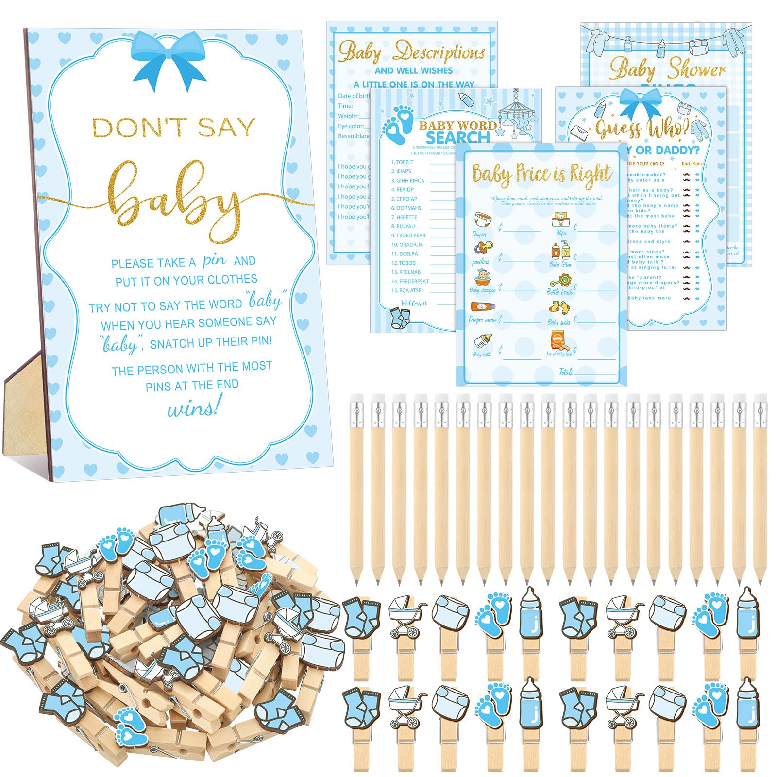 Patelai 321 Pcs Baby Shower Games Supplies, Boy