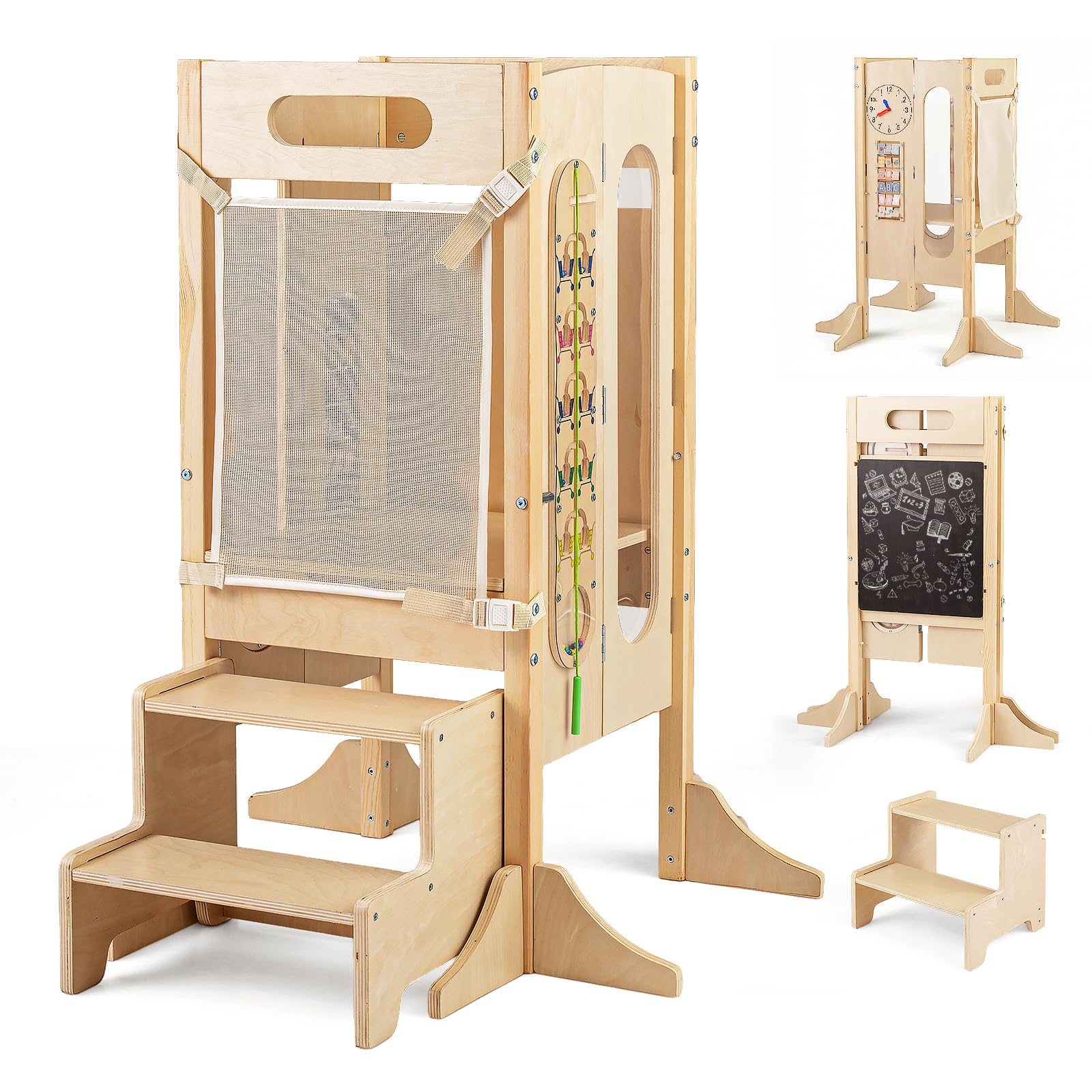 Amazon.com: HONEY JOY Foldable Toddler Tower, Wooden Kitchen Stool